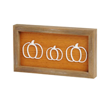 Load image into Gallery viewer, Triple Pumpkin Laser Framed Sign
