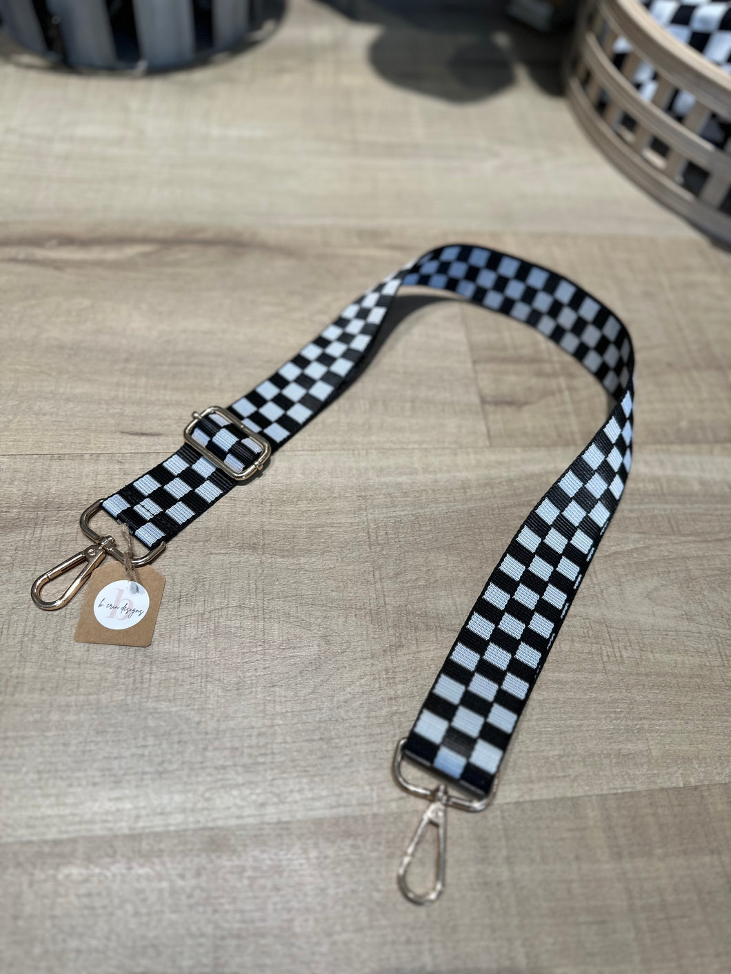 Checkered Bag Strap | Black & White