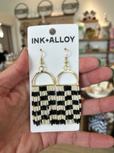 Load image into Gallery viewer, Checkered Beaded Fringe Earrings
