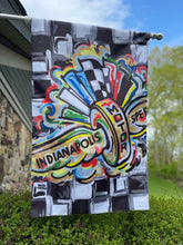 Load image into Gallery viewer, Indianapolis Motor Speedway Wing and Wheel House Flag (28&quot;x 42&quot; in) by Justin Patten
