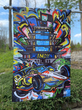 Load image into Gallery viewer, Indianapolis Motor Speedway Pagoda House Flag (28&quot;x 42&quot; in) by Justin Patten
