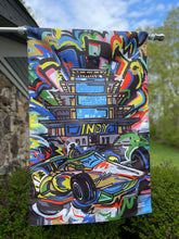 Load image into Gallery viewer, Indianapolis Motor Speedway Pagoda House Flag (28&quot;x 42&quot; in) by Justin Patten
