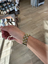 Load image into Gallery viewer, Checkered Beaded Stretch Bracelet | Citron
