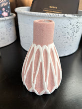 Load image into Gallery viewer, Stoneware vase in pink with white.  
