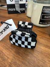 Load image into Gallery viewer, Checkered Claw Clip | Beaded Black &amp; White
