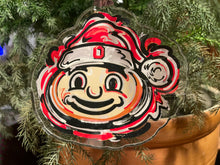 Load image into Gallery viewer, The Ohio State University Santa Hat Brutus Ornament by Justin Patten
