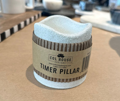 Lightweight white cement looking timer pillar. 