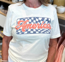 Load image into Gallery viewer, Checkered America Tee (as is-slight imperfection)
