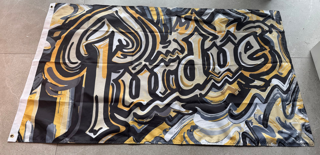 Purdue University Purdue Drum Flagpole Flag 5' x 3