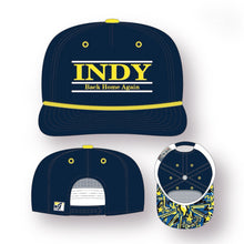 Load image into Gallery viewer, INDY &quot;Back Home Again&quot; Rope Hat by Justin Patten (Navy)(Pacers, INDY 500)
