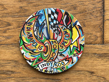 Load image into Gallery viewer, Indianapolis Motor Speedway Motion Wing and Wheel  Stone Coaster by Justin Patten
