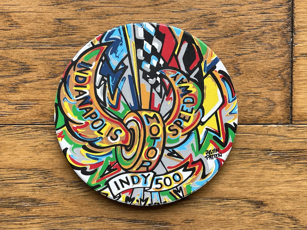 Indianapolis Motor Speedway Motion Wing and Wheel  Stone Coaster by Justin Patten