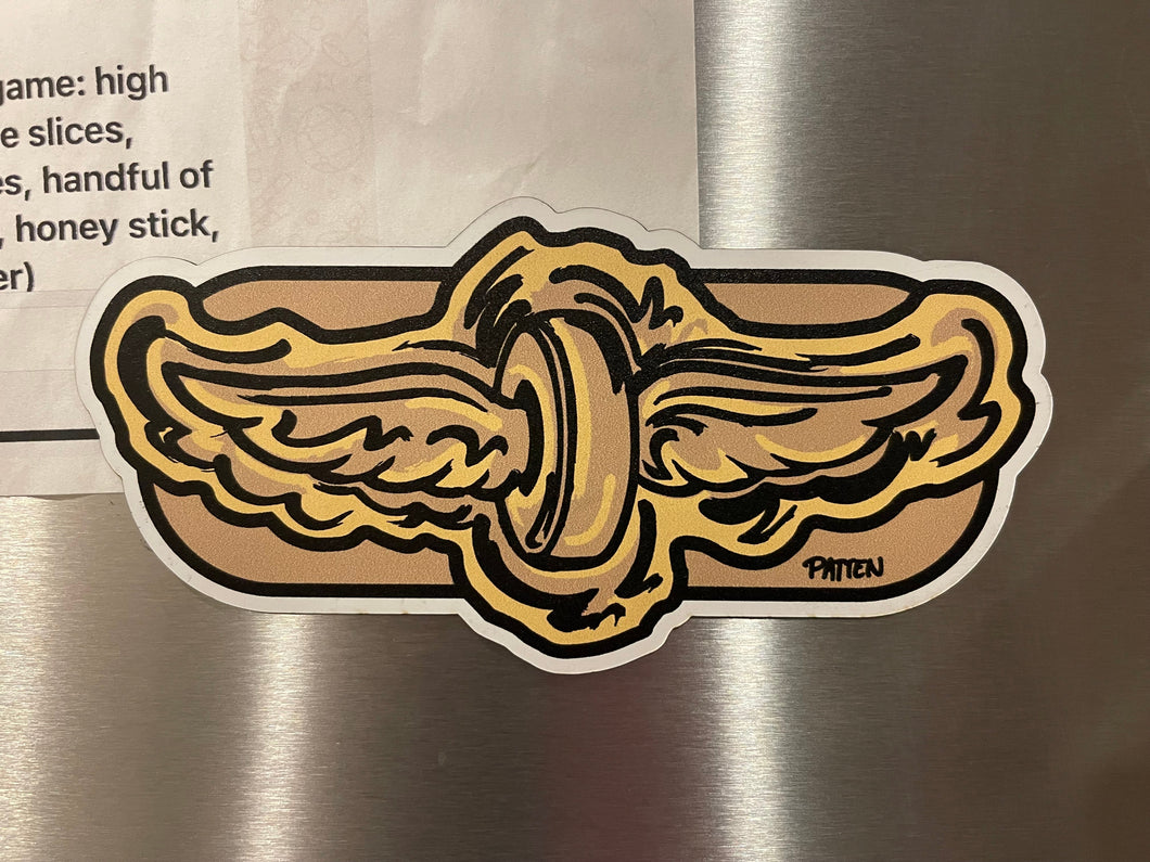 Indianapolis Motor Speedway Gold Wing and Wheel Magnet by Justin Patten