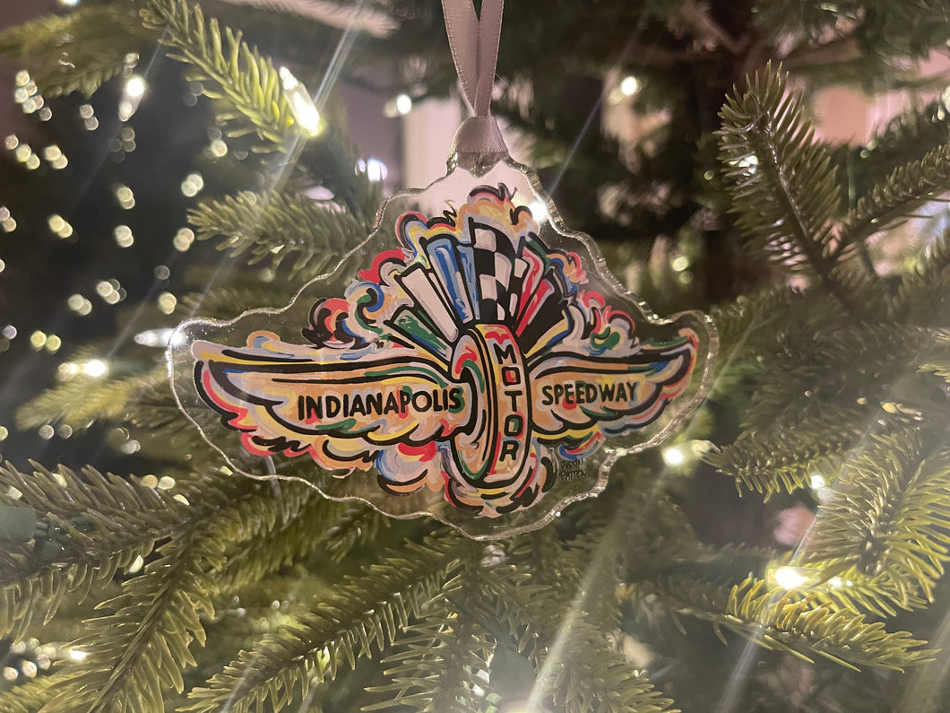 Indianapolis Motor Speedway Wing and Wheel Ornament by Justin Patten