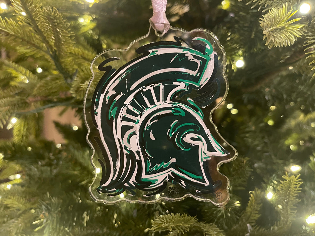 Michigan State University Spartan Helmet Ornament by Justin Patten