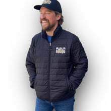 Load image into Gallery viewer, Indianapolis Motor Speedway Wing and Wheel Zip Up Packable Jacket by Justin Patten (Black)
