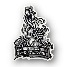 Load image into Gallery viewer, Borg Warner Trophy Large 4.5x6 inch Vinyl Sticker by Justin Patten (IMS, Indianapolis Motor Speedway)
