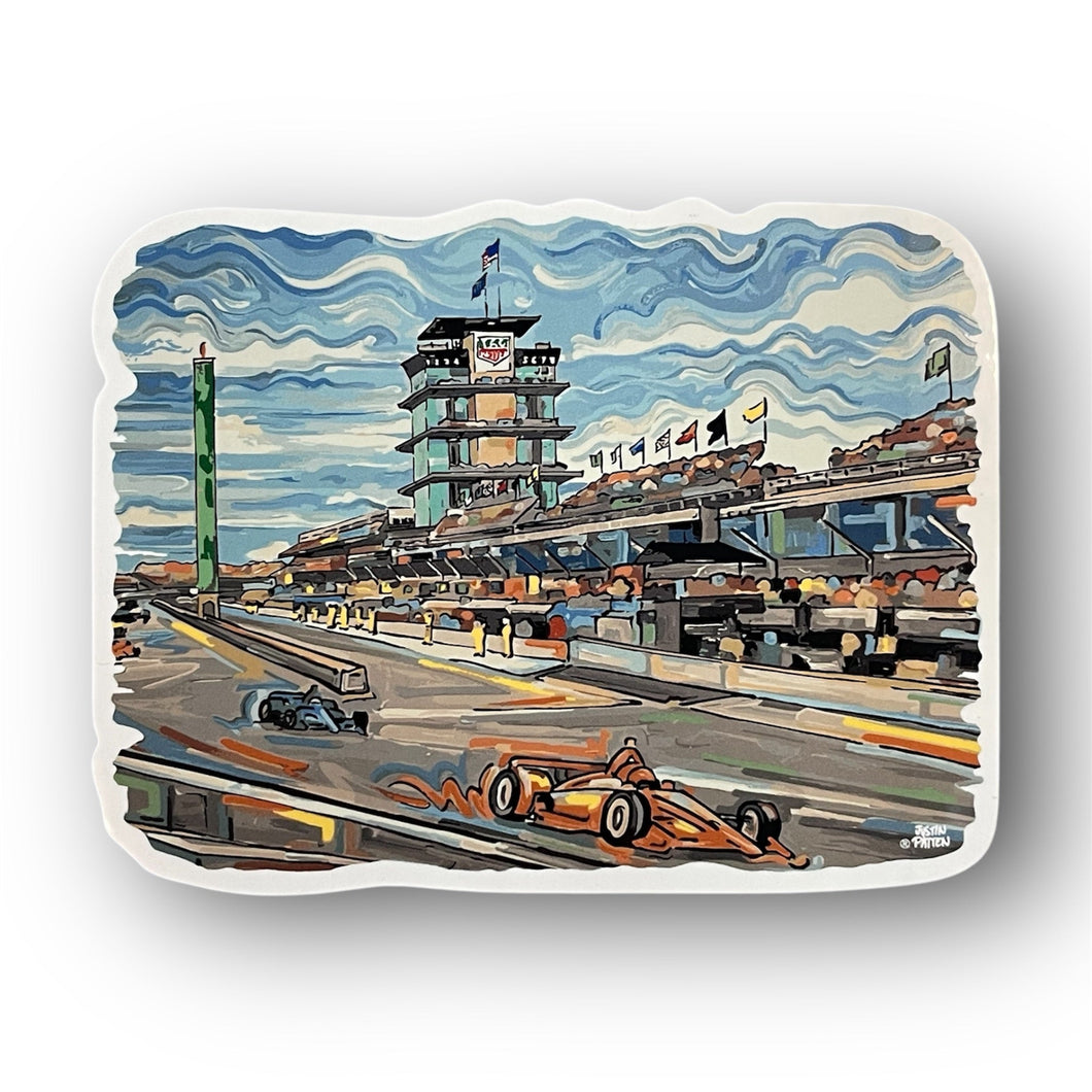 Indianapolis Motor Speedway Straightaway Vinyl Sticker by Justin Patten