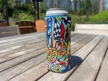 Load image into Gallery viewer, Indianapolis Motor Speedway Motion Wing and Wheel Koozie/ Drink Tall Can Sleeve by Justin Patten (INDY 500)
