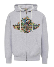 Load image into Gallery viewer, Indianapolis Motor Speedway Wing and Wheel Zip Up Fleece Hoodie by Justin Patten (Heather Grey)
