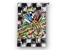 Load image into Gallery viewer, Indianapolis Motor Speedway Wing and Wheel House Flag (28&quot;x 42&quot; in) by Justin Patten
