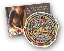 Load image into Gallery viewer, Indianapolis Motor Speedway Welcome Race Fans Large Magnet by Justin Patten

