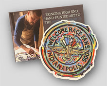 Load image into Gallery viewer, Indianapolis Motor Speedway Welcome Race Fans Large Magnet by Justin Patten
