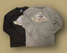 Load image into Gallery viewer, Indianapolis Motor Speedway Wing and Wheel Black Triblend Unisex Crew by Justin Patten
