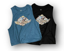 Load image into Gallery viewer, Indianapolis Motor Speedway Wing and Wheel Women&#39;s Crop Racerback Tank by Justin Patten (2 Colors)
