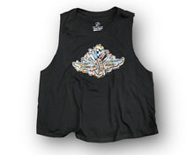 Load image into Gallery viewer, Indianapolis Motor Speedway Wing and Wheel Women&#39;s Crop Racerback Tank by Justin Patten (2 Colors)

