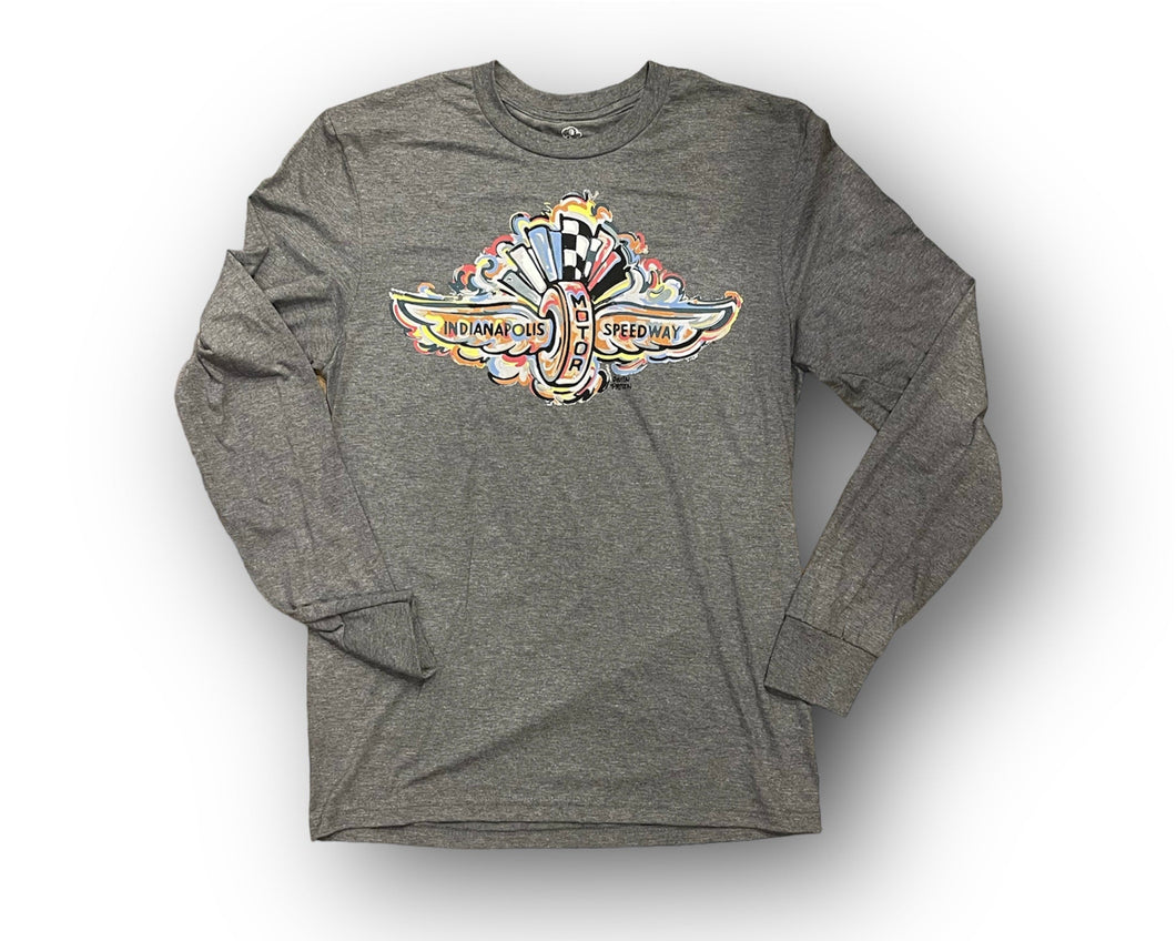 Indianapolis Motor Speedway Long Sleeve Tee by Justin Patten (Grey Heather)