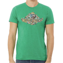 Load image into Gallery viewer, Indianapolis Motor Speedway Wing and Wheel Tee by Justin Patten (Kelly Green Heather)

