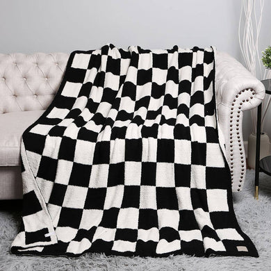 Checkerboard throw blanket: Soft & cozy 100% polyester microfiber. 50