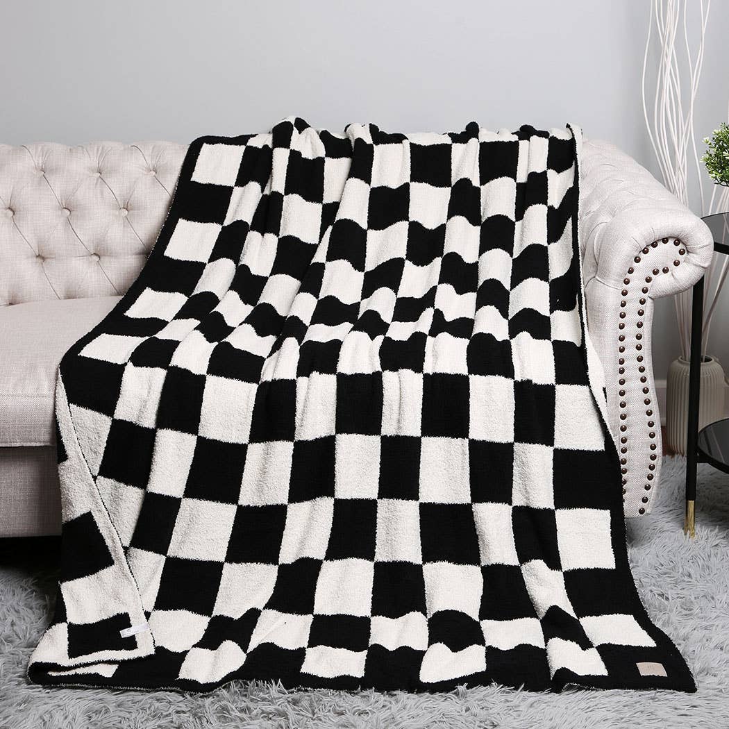 Checkerboard Patterned Throw Blanket | Choose Your Color