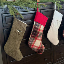 Load image into Gallery viewer, Evergreen Cord Zipper Christmas Stocking
