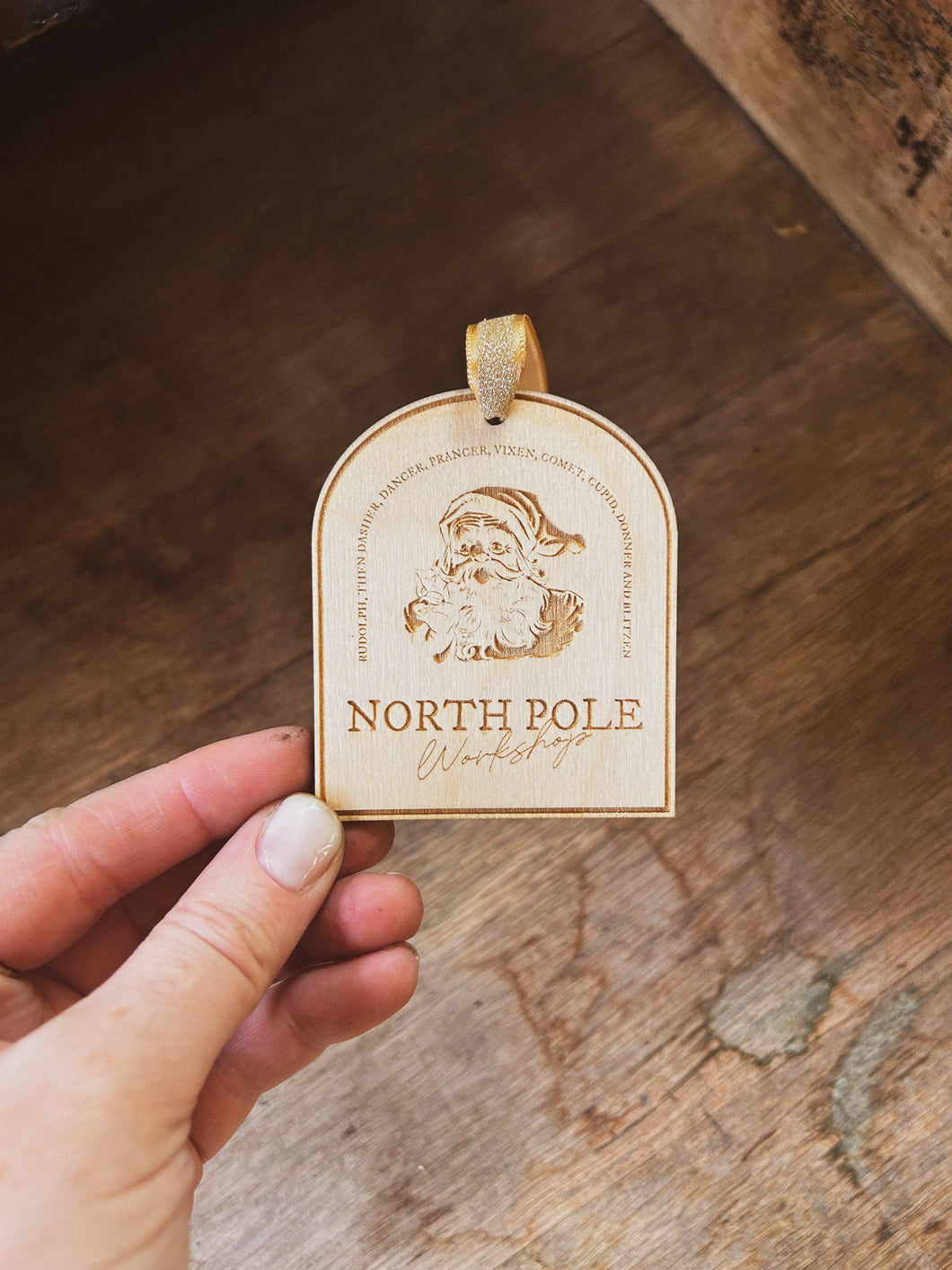 Vintage Santa Ornament - Wooden