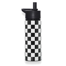 Load image into Gallery viewer, Black and White Checkered 18 oz Steel Water Bottle
