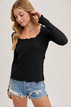 Load image into Gallery viewer, Scoop Neck Long Sleeve Top | Black or Vanilla
