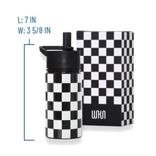 Load image into Gallery viewer, Black and White Checkered 14 oz Steel Water Bottle
