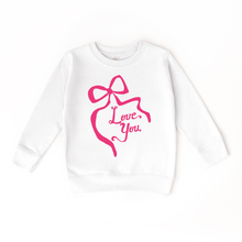 Load image into Gallery viewer, Pink Love You Bow Valentine&#39;s Day Kids Sweatshirt
