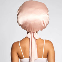 Load image into Gallery viewer, Adjustable Oversized Satin Bonnet- Blush
