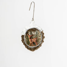 Load image into Gallery viewer, Winter Deer Scene Pine Cone Ornament
