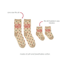 Load image into Gallery viewer, Matching Parent &amp; Toddler Christmas Socks – “Cookie Baker &amp; Cookie Tester” Design
