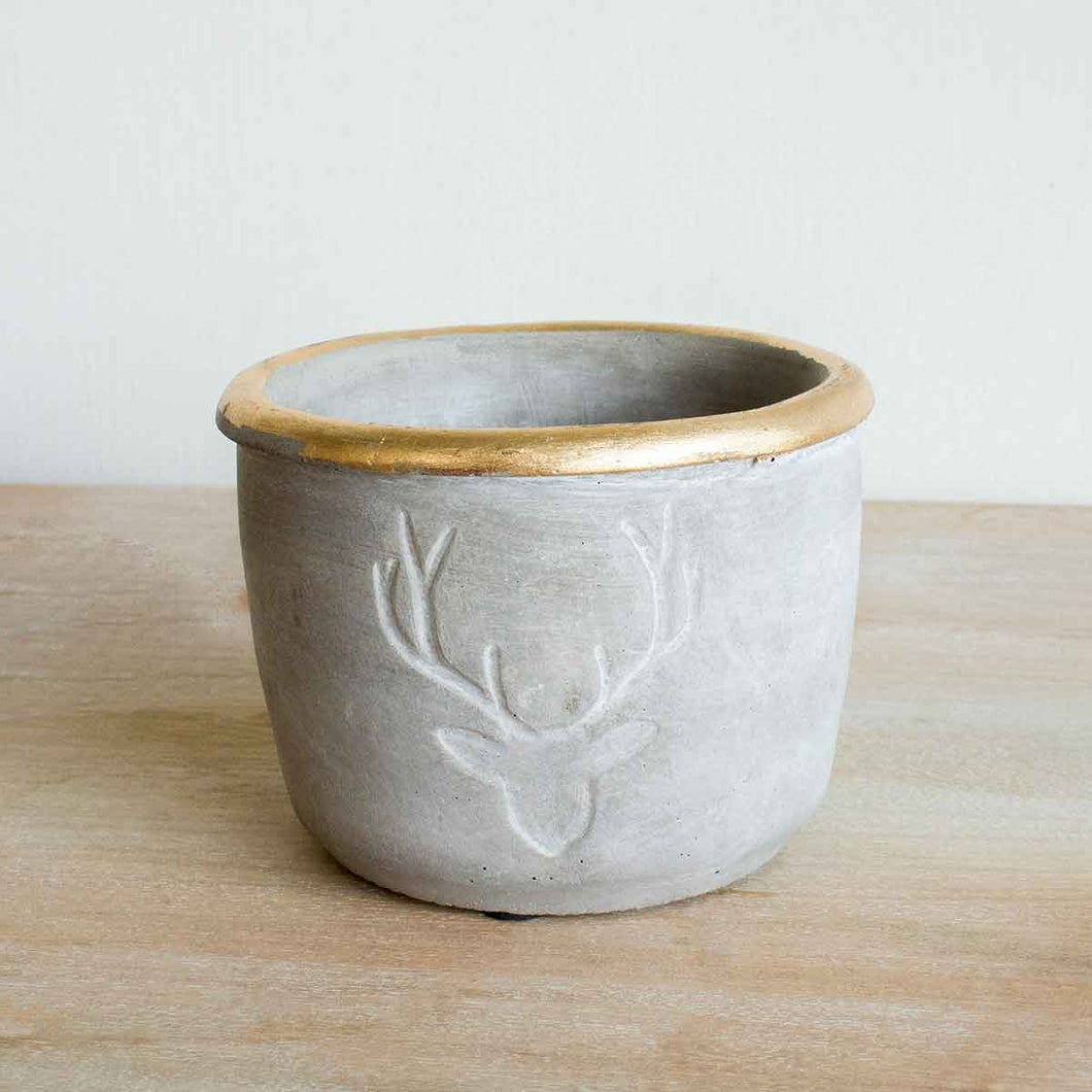 Stockholm Stag Candle Holder   Gray/Gold   3.25x4.5x3.25