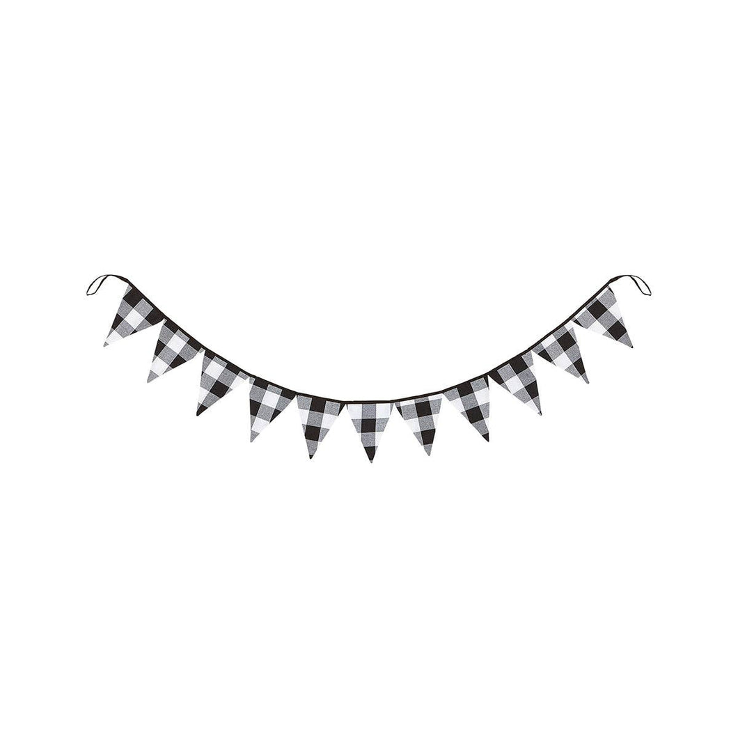 Black + White Check Pennant Garland