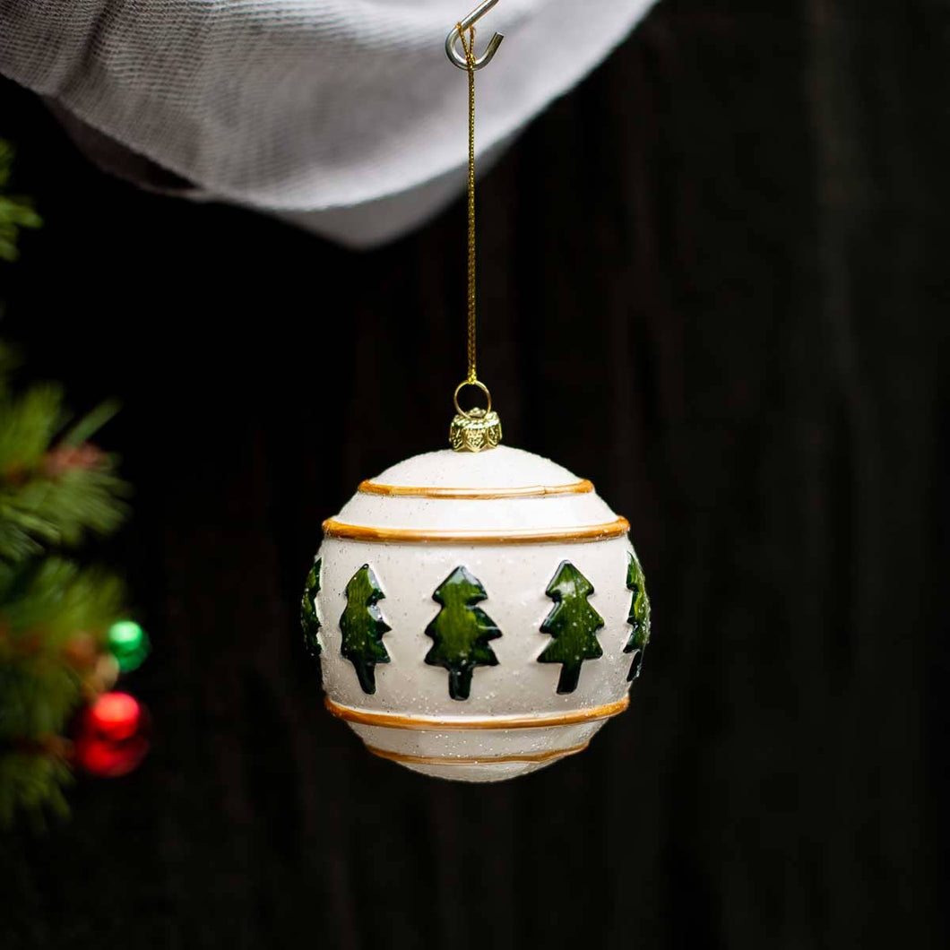 Westwood Ball Ornament – Cream & Green, 4