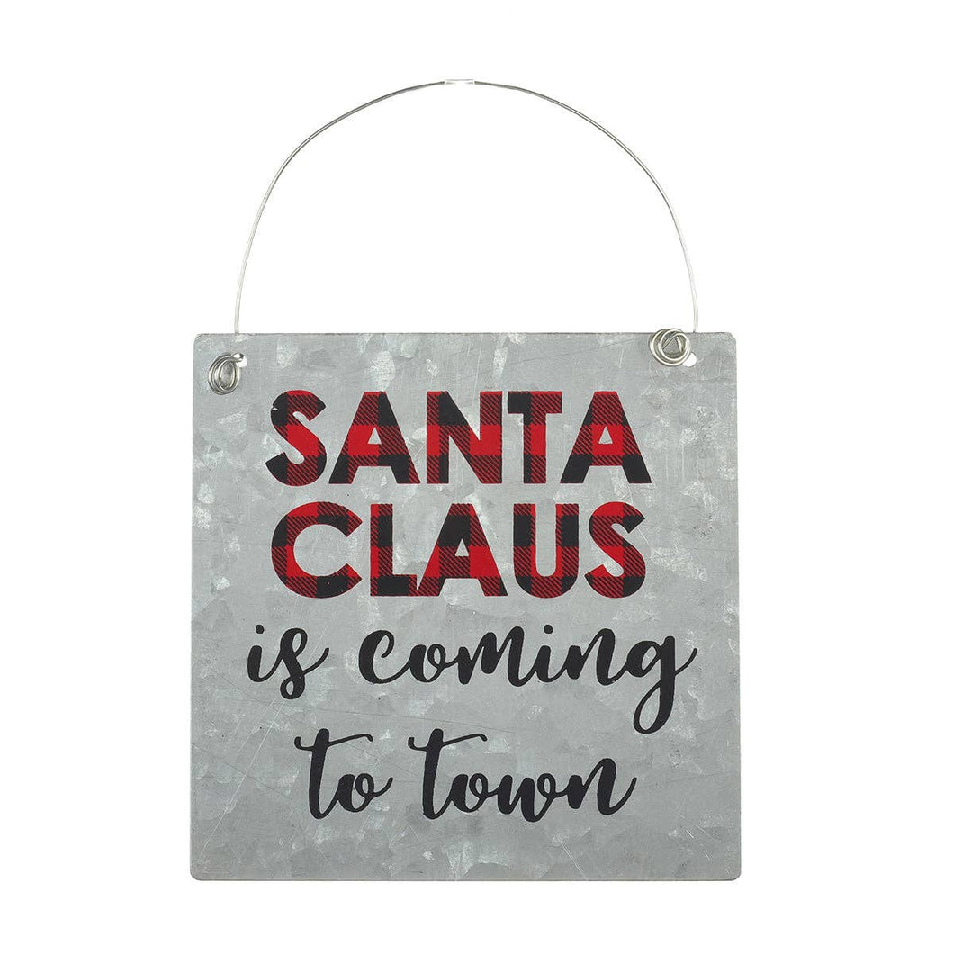 Santa is Coming Christmas Tin Ornament