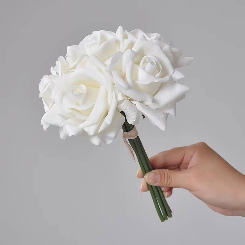 10'' Real Touch Rose | White | Single Stem or Bouquet
