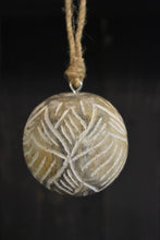 Load image into Gallery viewer, Fern Carved Mangowood Hanging Ball Ornament 2.5in
