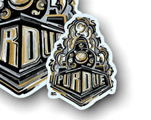Load image into Gallery viewer, Mini Purdue special train vinyl sticker 2x3
